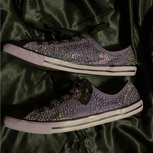 Customized Purple crystal Converse, women’s size 8 - Picture 4 of 4